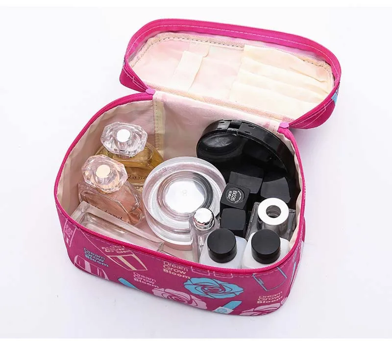 Ougger Girl Makeup Box Professional Large Cosmetic Bag High capacity Waterproof PU Printing Travel Organizer Bags Zipper Pouch