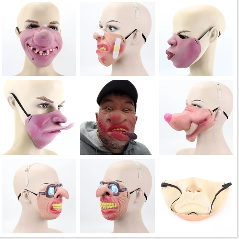 

Horror Halloween Mask Latex Funny Adult masquerade masks masked ball Half Face Cosplay Party Decor scary Halloween mask nose