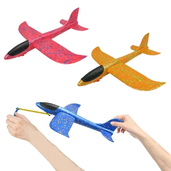 

35Cm Shooter Throws the Aircraft Foam Glider, Flat Flying Roundabout Stunts DIY Model Toys 3 (Red + Blue + Orange) 77001