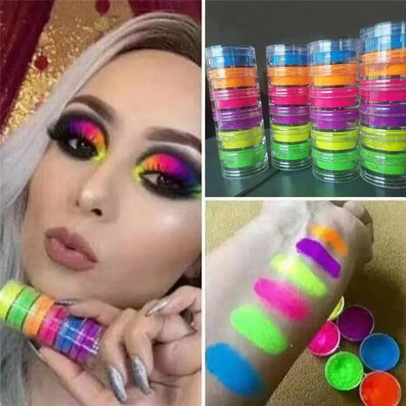 

6 Box Ultrafine Fluorescent Nail Powder Neon Phosphor Colorful Nail Art Glitter Pigment 3D Glow Luminous Dust Decorations