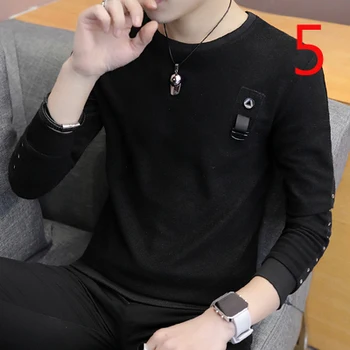 

Solid color long-sleeved T-shirt men's cotton business casual collar shirt autumn shirt 732