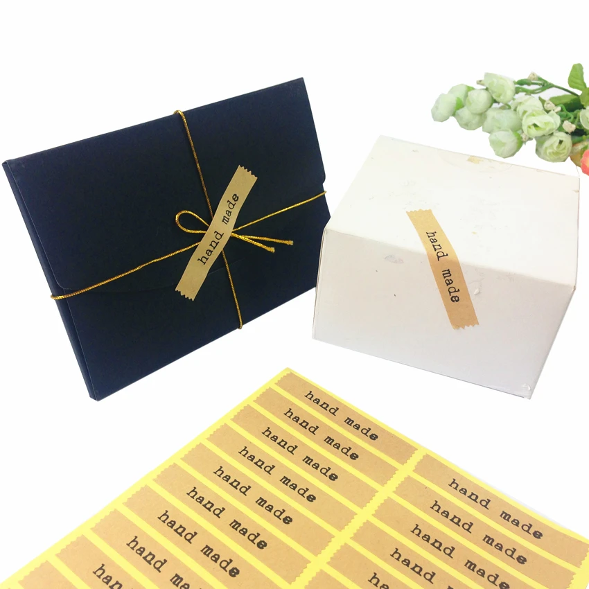 120pcs/lot Handmade Hand-Wrapped Leather Sealing Sticker Kraft Sticker Baking DIY Gift Box Stickers Scrapbooking