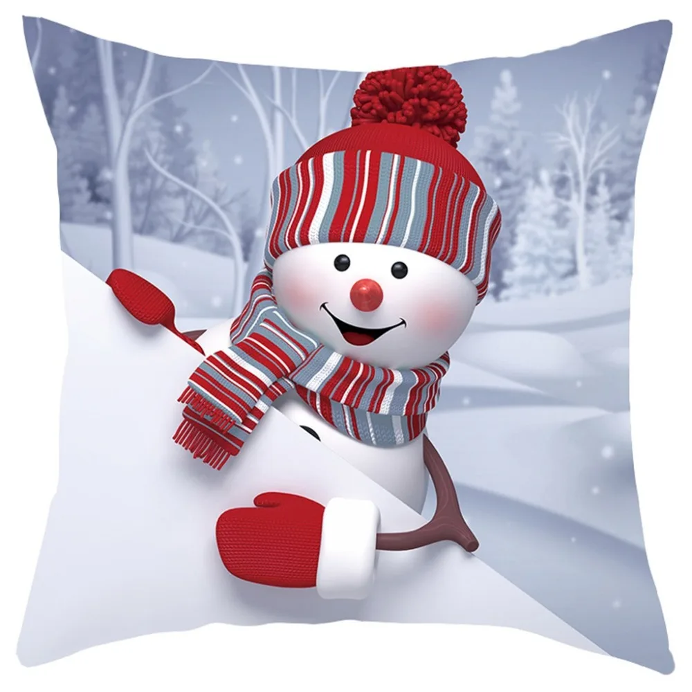  Christmas snowman pillowcase peach skin 3D 45X45cm snowman mulberry silk pillowcase azur lane dakimakura billie elish 30S19 (4)