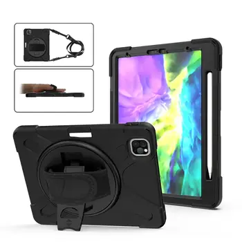 

For iPad Pro 11 A2228 A2068 A2230 A2231 2020 Case Heavy Duty PC Stand Tablet Cover with pen slot + hand / shoulder strap funda