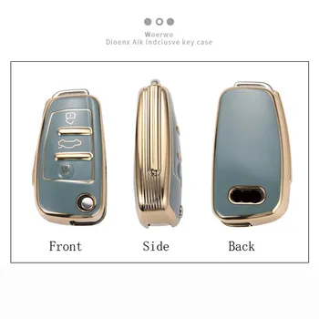 Custodia per chiave auto in TPU per Audi A3 A4 A5 A6L C6 8L 8P B6 B7 B8 C6 RS3 Q3 Q7 TT 8L 8V S3 portachiavi Shell Bag Protector Cover chiate/telecomando per - Custodia per chiave auto in TPU per Audi A3 A4 A5 A6L C6 8L 8P