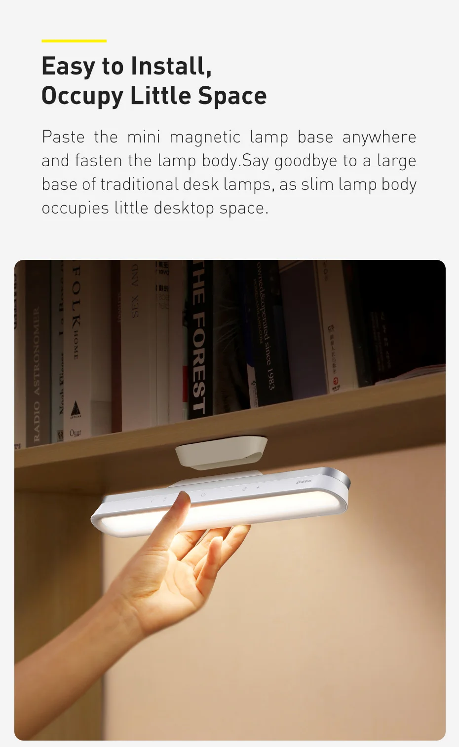 Baseus LED Desk Lamp Hanging Magnetic Table Lamp for Study Cabinet Light USB Rechargeable Stepless Dimming Dormitory Night light
