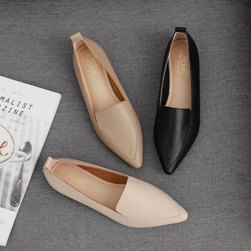 

Flat women's shoes spring 2020 new pointed pointed shallow mouth flat with wild simple four seasons casual scoop shoes