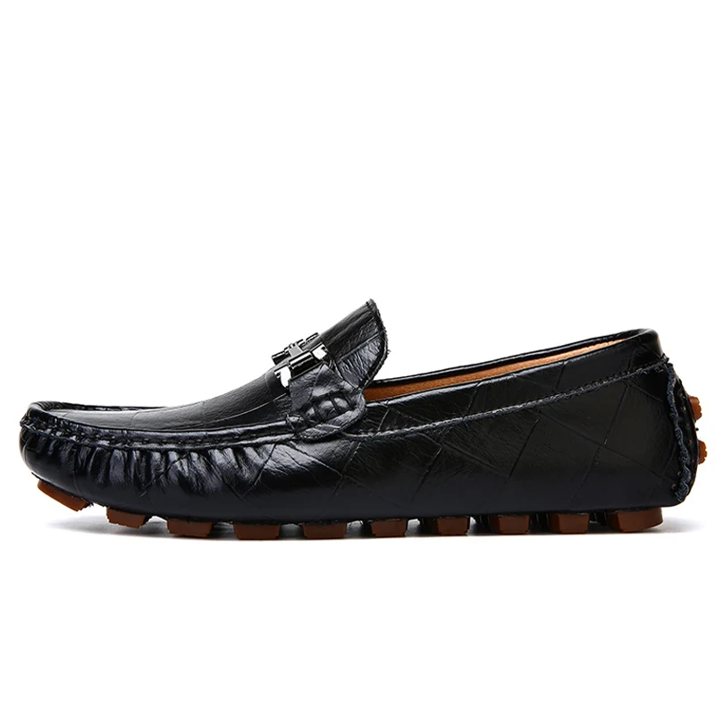 ALCUBIEREE/модные мужские лоферы из спилок; дышащие Мокасины без застежки на плоской подошве для мужчин; повседневные Мокасины; стильная обувь для вождения - Цвет: Black