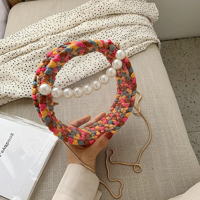 

Hyuna Celebrity Style Woven Bag 2020 Summer Popular Acrylic Transparent Handmade Woven Bag Bag Crochet Woolen Yarn Bag