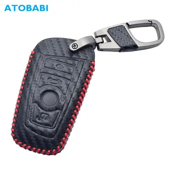 

Leather Car Key Case Keychain For BMW F45 G30 G32 X4 X5 Series Smart Keyless Remote Control Fob Cover Holder Protector Accessory