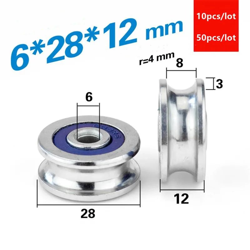 

10 шт./50 шт., U-образная дорожка для подшипников 6*28*12 мм
