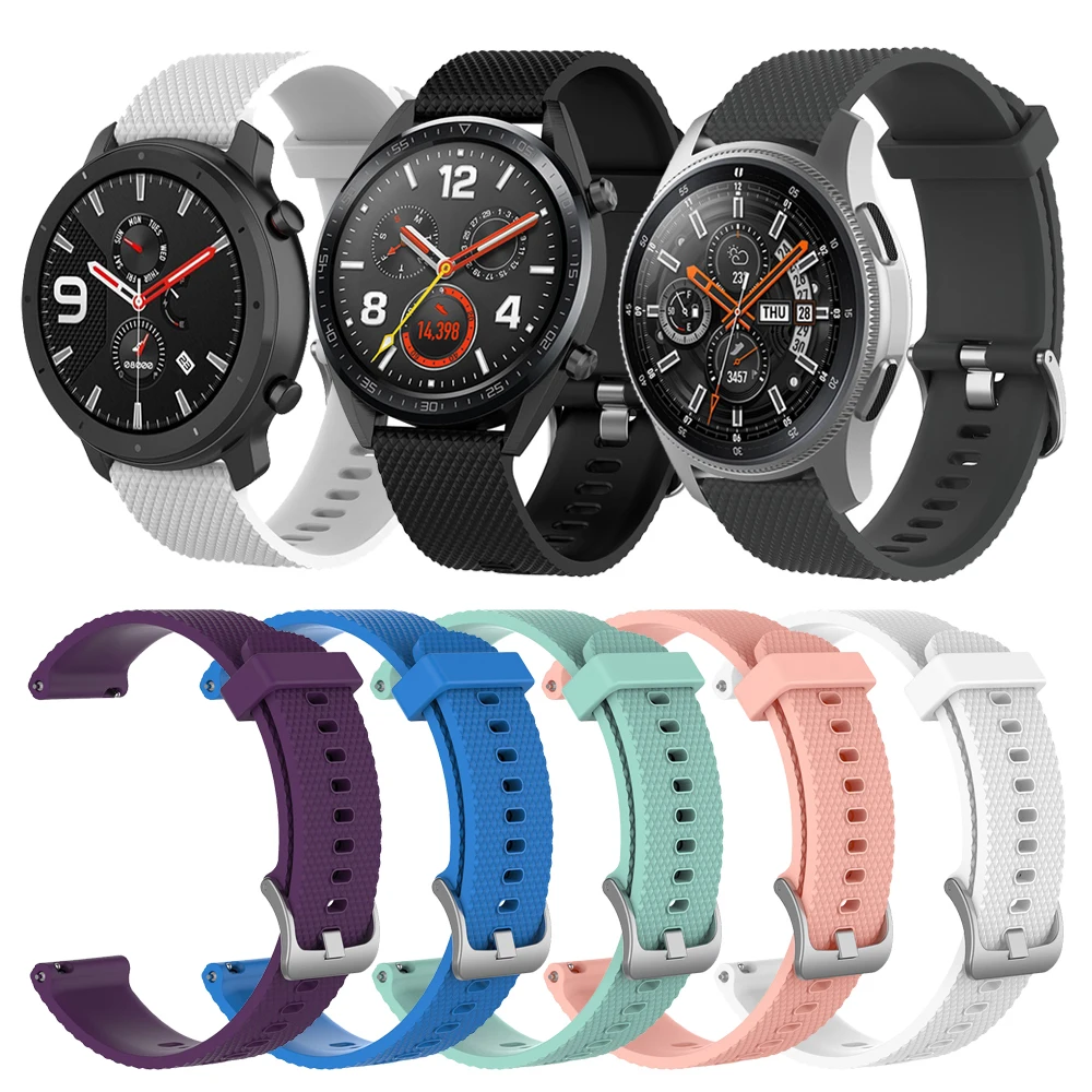 Текстурированный силиконовый ремешок 20 мм 22 для Samsung Galaxy 46 42 Active/S3/S2 Amazfit GTR/ BIP/Huawei