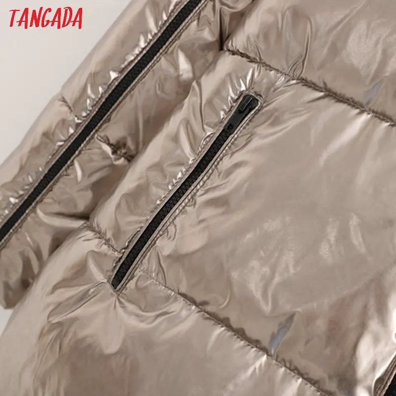 Tangada, Женские однотонные парки с капюшоном, большие размеры, плотные,, с длинным рукавом, на молнии, с карманами, женское элегантное теплое зимнее пальто, 1D177