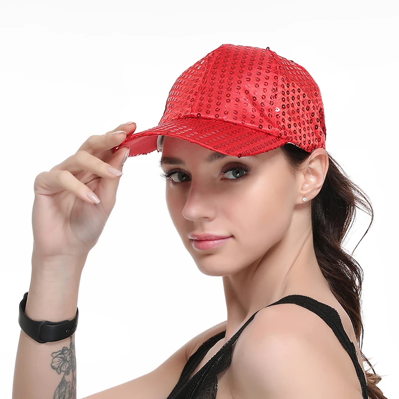 red sequin baseball cap