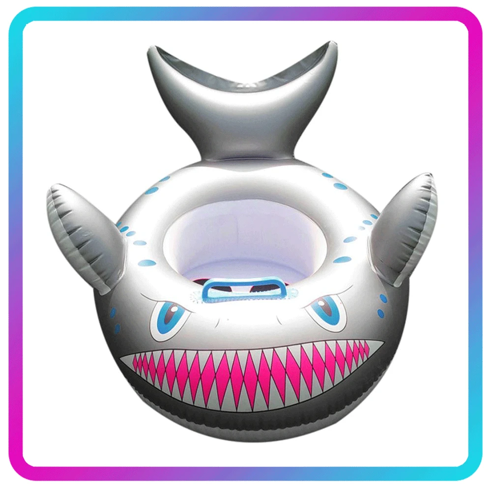 Anillo de natación inflable de tiburón de dibujos animados para bebé, flotador de cuello para niño pequeño, asiento circular, accesorios de natación para bebé, anillo de cuello, tubo de seguridad