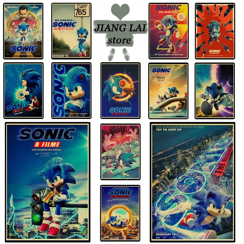 Low Cost Sonic-Póster retro de serie, póster de Papel kraft de personaje de dibujos animados utilizado para decorar el dormitorio, bar, sala de estar, afiche de café YypbWdYY0