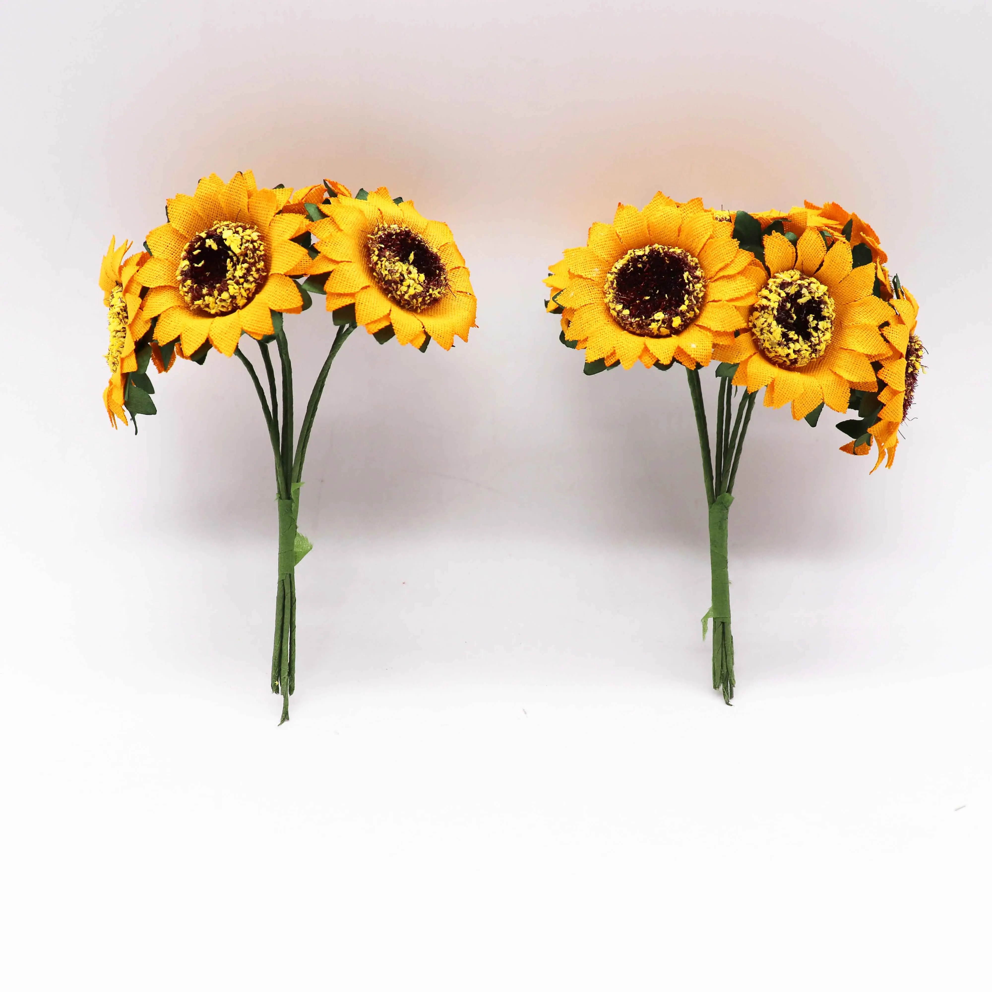 6pcs/3.5cm Mini Silk Sunflower Gerbera Artificial Flower Wedding Dresser DIY Wreath Gift Box Cut& Clip Craft Fake Flower