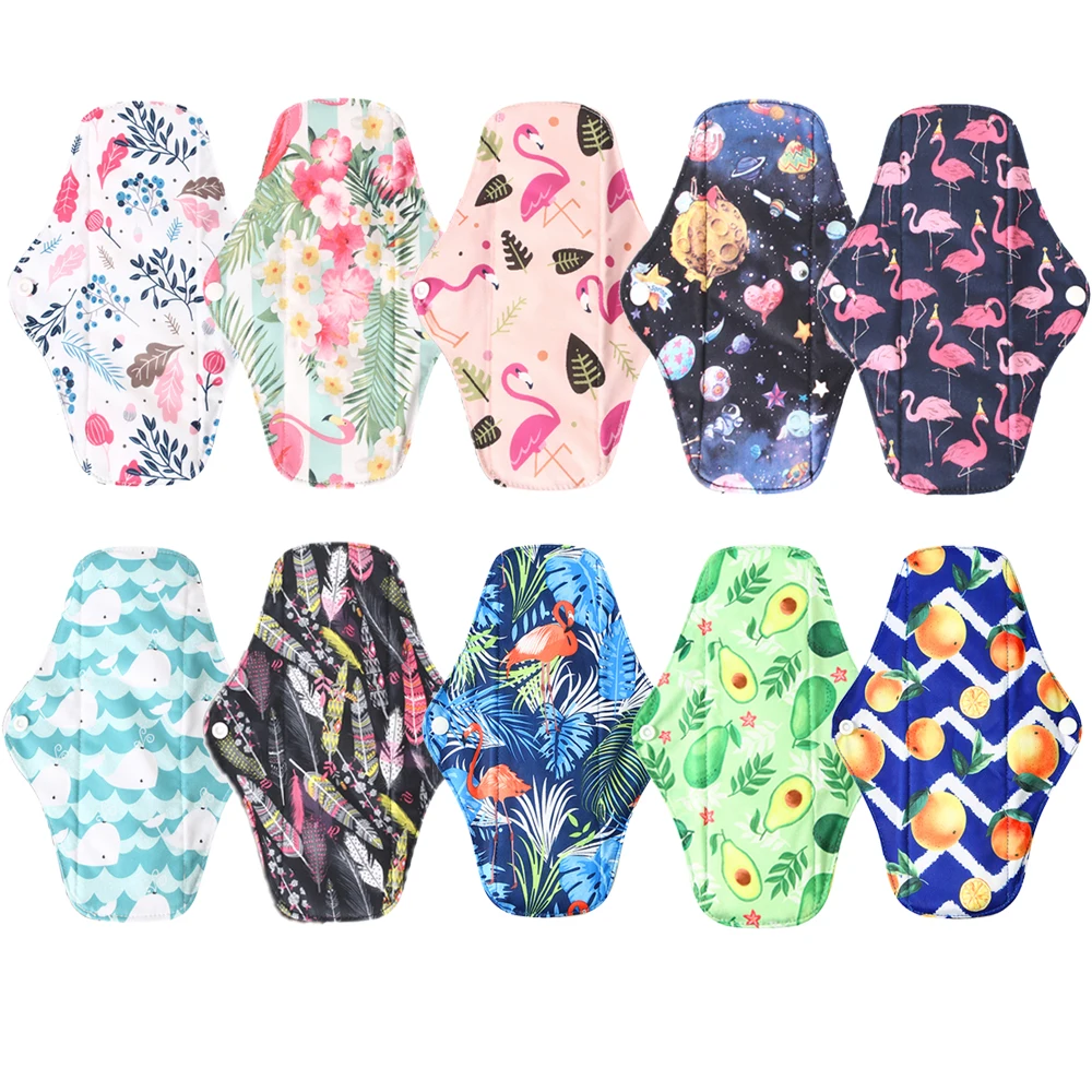 Washable Sanitary Pads Bamboo Cloth Reusable Serviette Hygienique Cartoon Print Women Menstrual Size S M L | Красота и здоровье