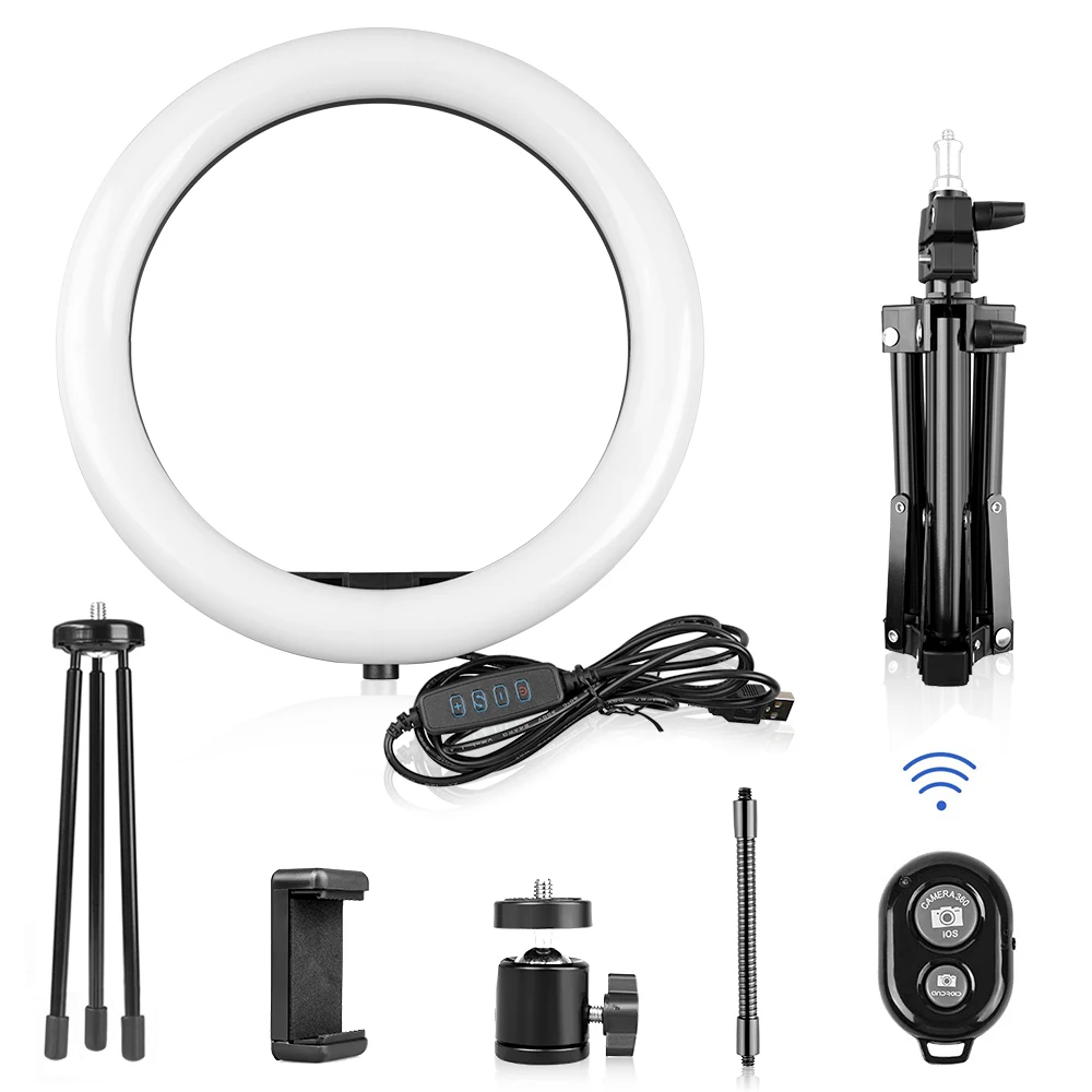 Koop Samtian 10 Inch Selfie Studio Ring Licht 5500K Met Statief Stand Voor Youtube Make Geleid Desktop Ring Lamp Mini led Camera Licht