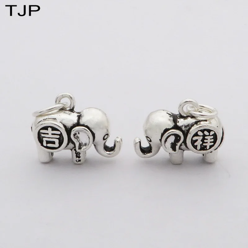 

TJP S925 Sterling Silver Diy Handmade Accessories Parts Thai Auspicious Elephant Pendant