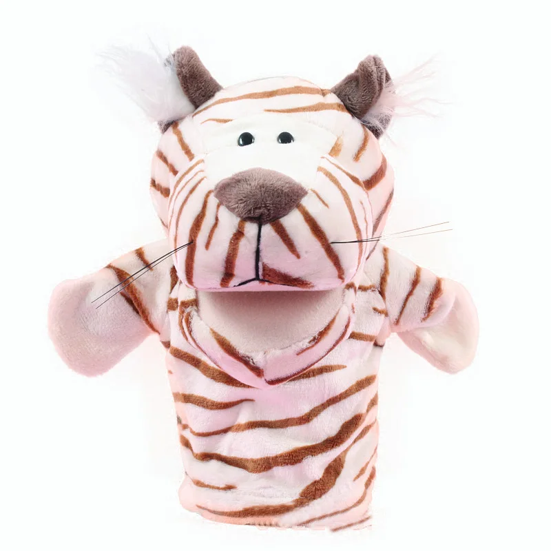 25 см Ручные куклы игрушки дикой природы перчатки-куклы Мягкие плюшевые игрушки-марионетки детство для детей Ручные куклы рождественские подарки - Цвет: Tiger
