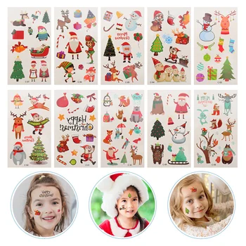 

20 Sheets Kids Tattoos Creative Waterproof Xmas Tattoos Stickers Christmas Body Decals Tattoos Decals for Kids Girls