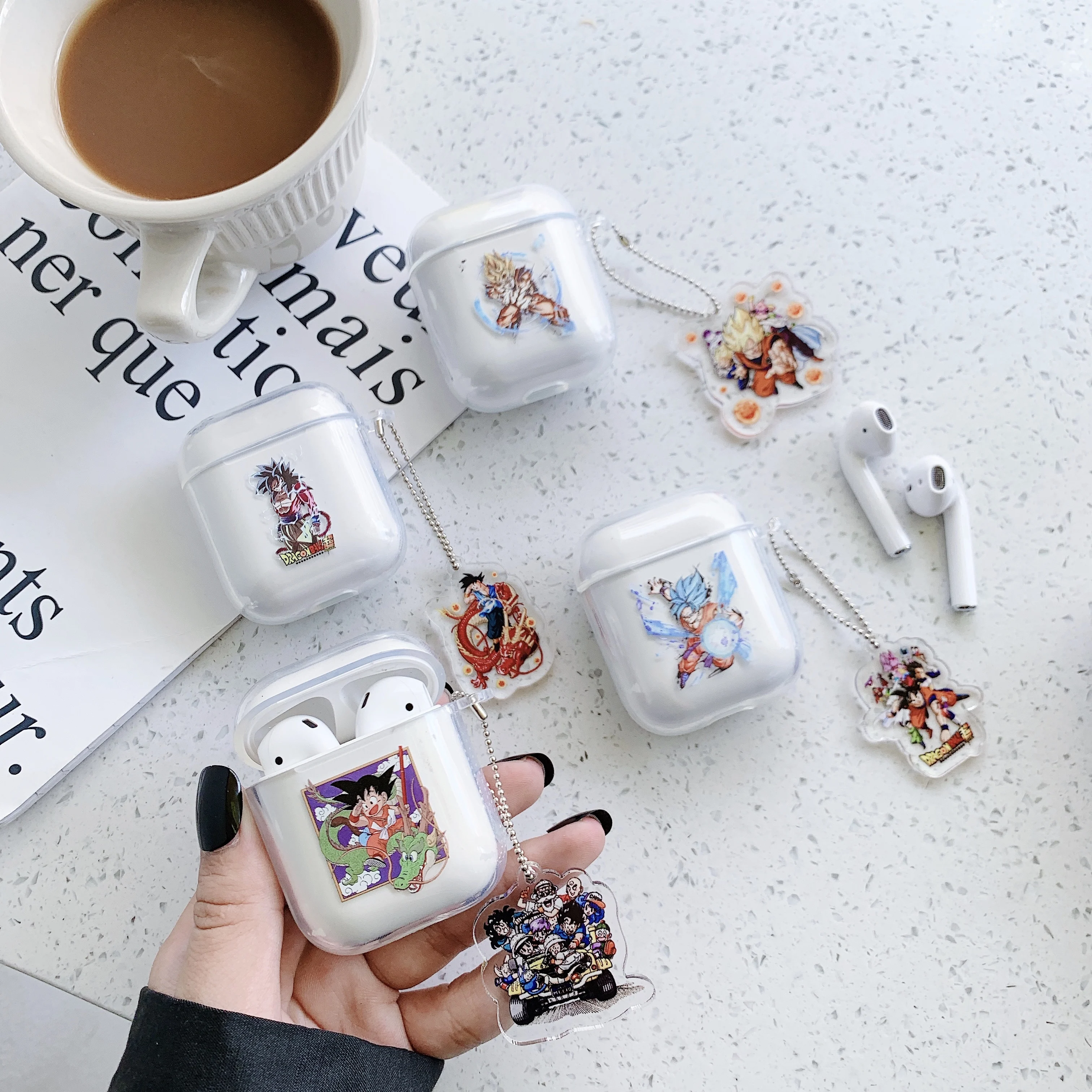 

bluetooth headset cover for apple airpods dragon ball pattern silicon soft case cover wireless headphone earphone charging box