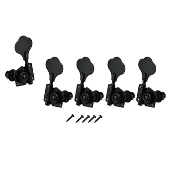 

5Pcs Guitar Accessory Vintage Open Bass Guitar Tuning Keys Pegs Machine Heads Tuners Black 1L4R for 5 Strings Bass