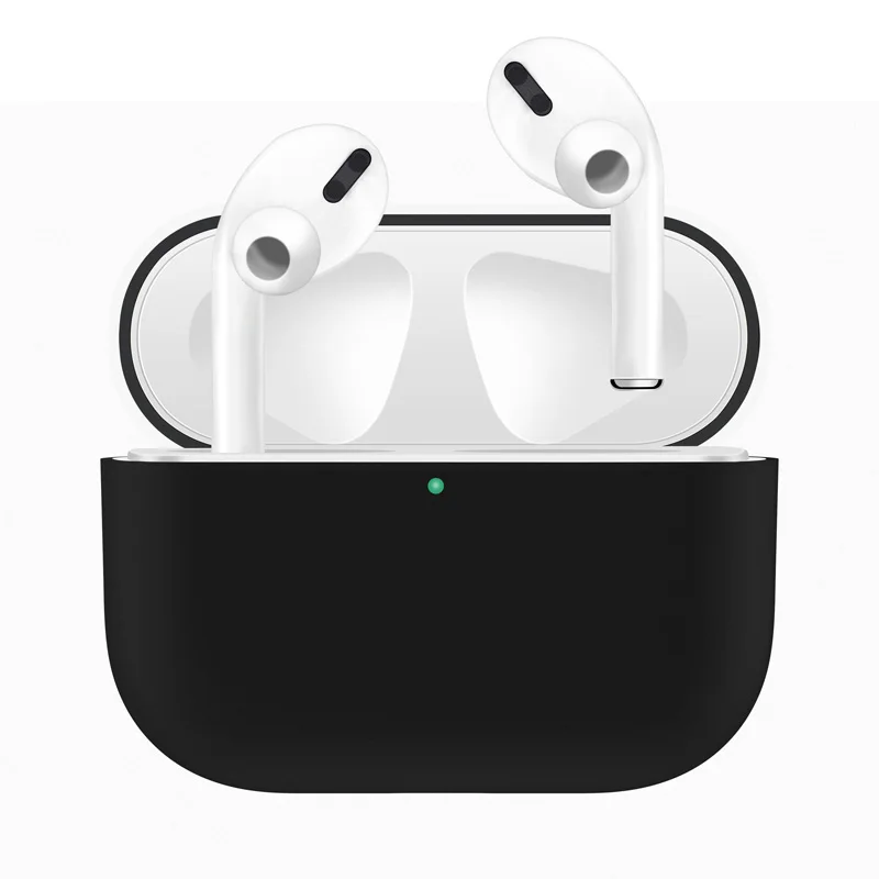 Black Противоударный силиконовый чехол для AirPods Pro, чехол, мягкий чехол, Bluetooth наушники, защитный чехол для наушников AirPods, аксессуары - Цвет: Black