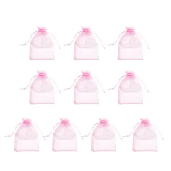 

100pcs Organza Drawstring Pouches Transparent Candy Bags Treat Cookie Pouch Small Gift Bags for Wedding Party Light Pink