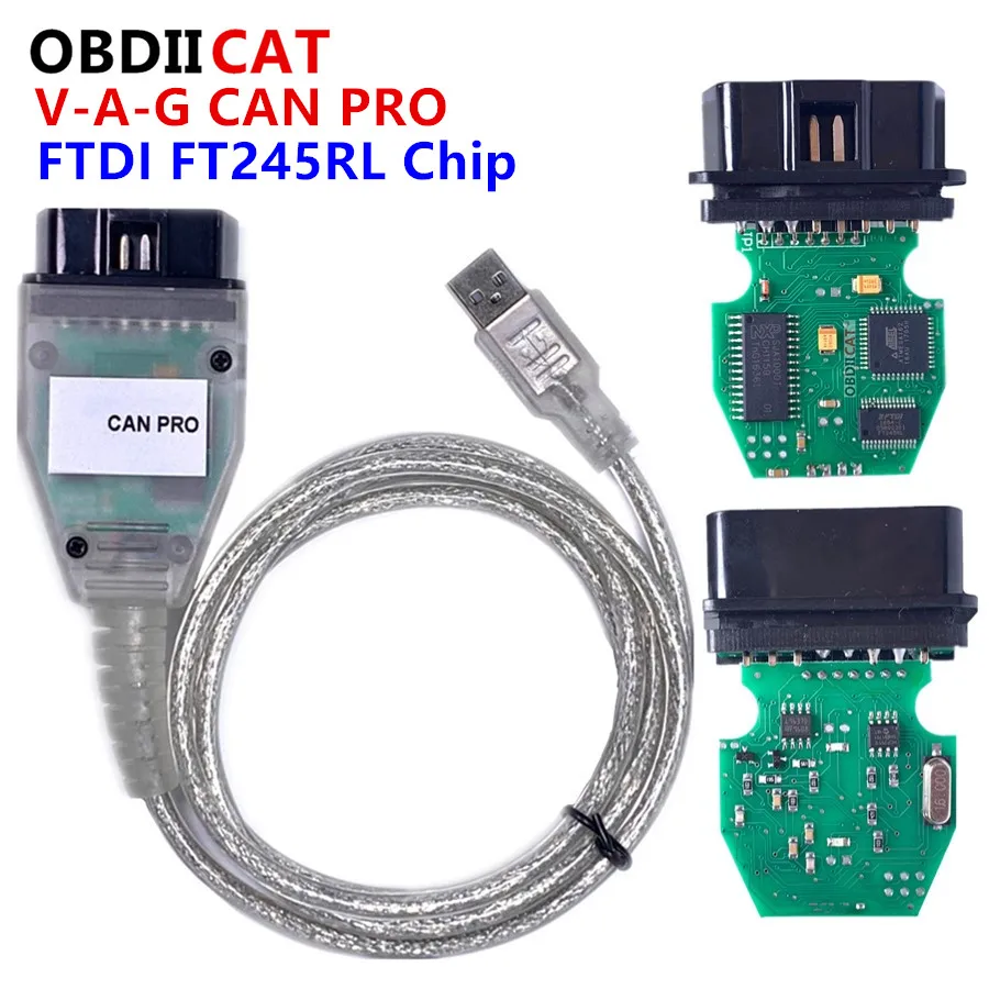 OBDIICAT V A G CAN PRO V5.5.1 с FTDI FT245RL чип VCP OBD2 Диагностический интерфейс USB кабель Поддержка