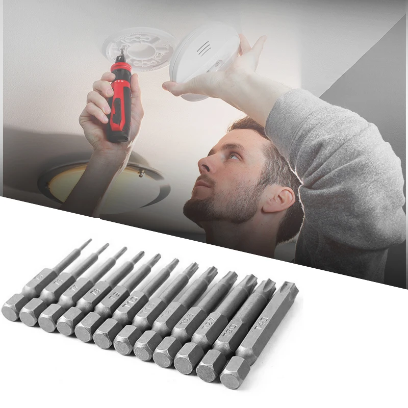 Urijk 50mm Screwdriver Bit Set 12Pcs Security Tamper Proof Magnetic Screw Driver Bits Professional Hex Torx Flat Head Hand Tools
