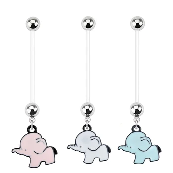 

12PCS Cute Elephant Pregnant Belly Ring Stainless Steel Animal Piercing Navel Barbell Stud Pregnant Women Body Piercing Jewelry