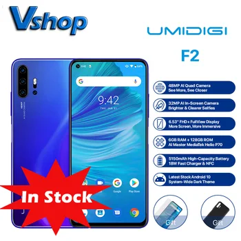 

UMIDIGI F2 Global Version 6.53" FHD 6GB 128GB 48MP AI Quad Camera 32MP Selfie Helio P70 5150mAh NFC Android 10 Smartphone