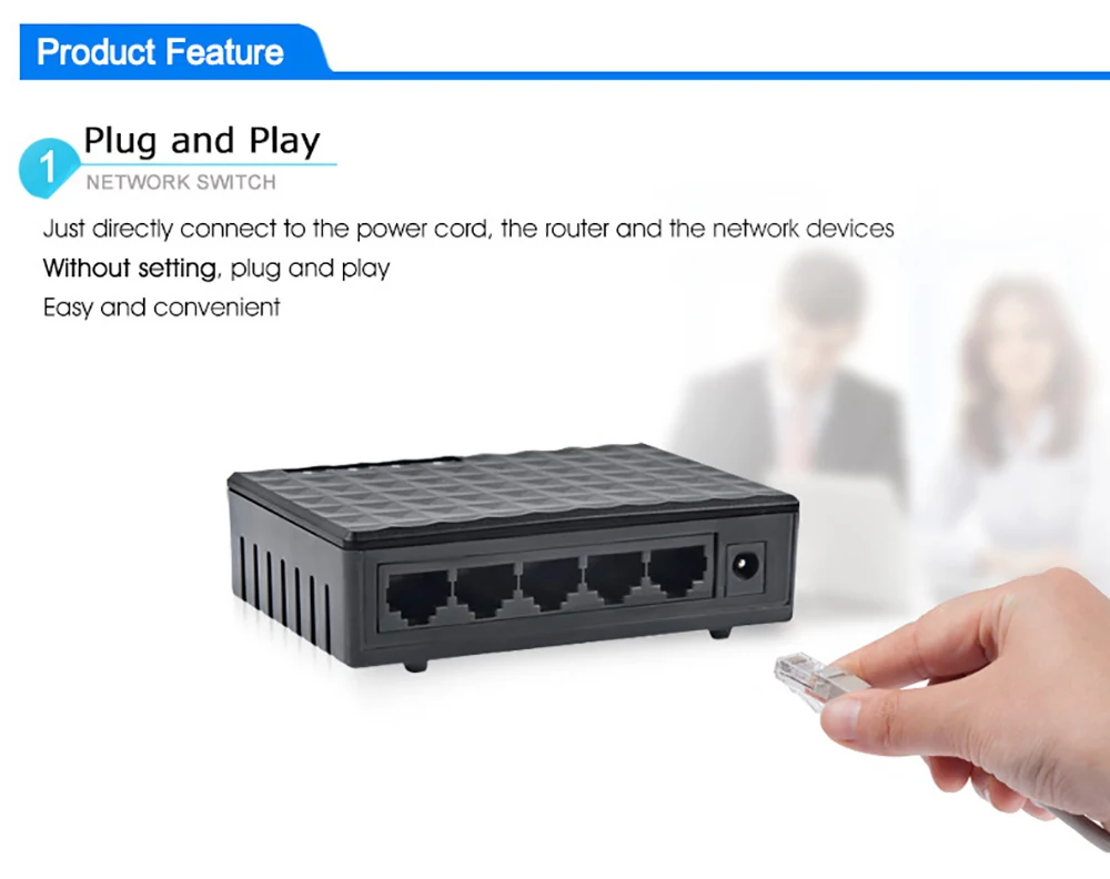 5 Порты и разъёмы мини Ethernet сетевой коммутатор gigabit Desktop 10/100 Мбит/с RJ45 сетевой адаптер с вилкой формата US дуплексный режим обмена Прямая