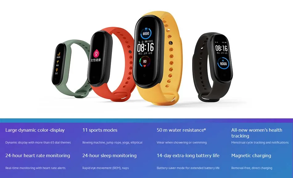 Xiaomi Mi Band 5 Smart Bracelet 1:1 large AMOLED Screen Heart Rate Fitness Traker Bluetooth 5.0 Sport Waterproof band 5