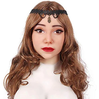 

Soft Silicone Realistic Female Head Mask Handmade Makeup for Crossdresser Cosplay 4th Generation Ajusen