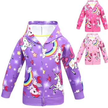 

2020 Girls Jackets Autumn Cartoon Unicorn Hoodies Girls Kids Clothes Toddler Girls Sweatshirt Birthday Present Children Clothing