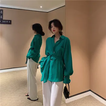 

2020 Spring And Autumn New Youth Popular Solid Color Niche Design Was Thin Lace Long Sleeve Shirt Fashion Casual Loose Jacket