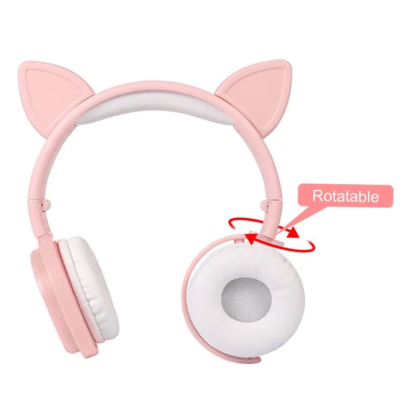 Foldable Cute Cat Ear Kids Headphone With Mic Cartoon Earphone 3 5 Jack Music Girl Helmet Bling Glitter Cascos For Phone Gift