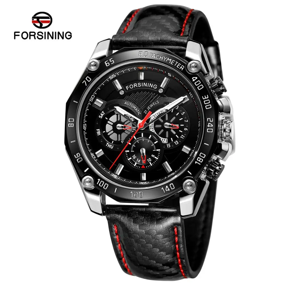 

Top Brand Forsining Silver Military White Clock Steampunk Series Complete Calendar Watch Men Sport Mechanical Automatic Watches