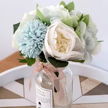 Северное Моделирование искусственных цветов букет Ткань зеленые листья DIY Декор Стола