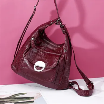 

Leather Luxury Handbags Women Bags Designer High Quality Multifunction Shoulder Bags for Women 2020 Travel Back Pack Sac A Dos