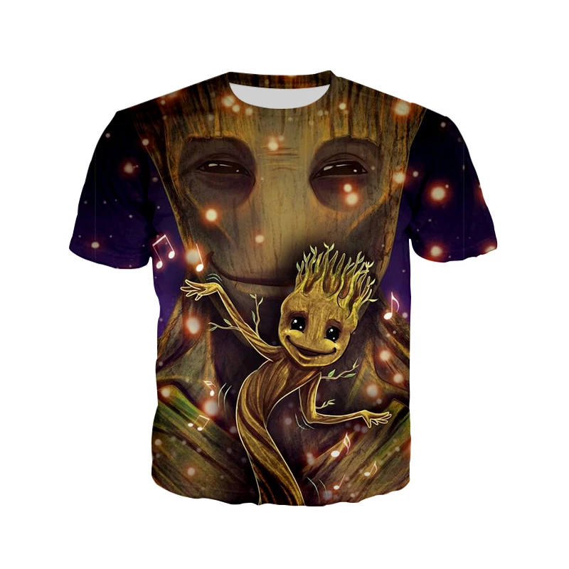

LISCN Summer Fashion Men's Women's Sweatshirt 3D Print Anime Groot T-Shirt Casual Unisex Short Sleeve Top Set