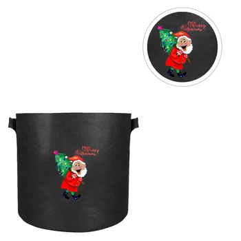 

Christmas Patterned Plant Bag Garden Bag Tree Planting Bag Planting Container for Garden Yard Black (7 gallon 35Dx30H）