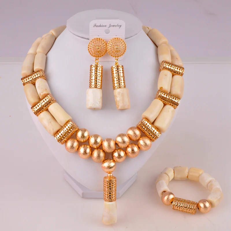 

graceful nigerian wedding coral set white coral beads gold african jewelry set