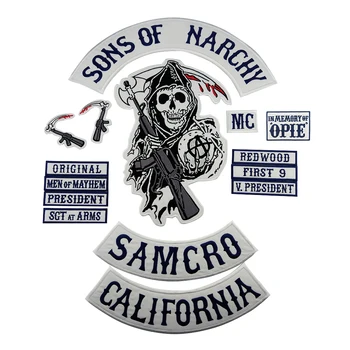 

Sons of Patch Anarchy SOA Motorcycle Patch Biker Embroidered Badge for clothes Jacket Back Big Size Punk and Rock Emblem Iron On