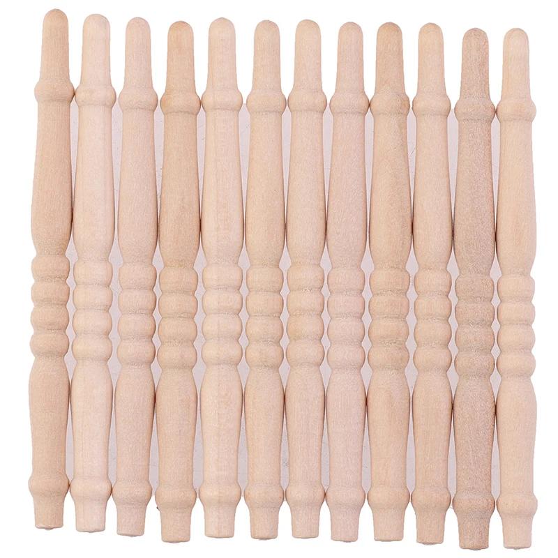 New DIY Spindles Balusters Wooden Dollhouse Miniature 1/12 Scale Stair Railing Furniture Toys 3 in 1 locator auxiliary board 6 8 10mm wooden tenon positioning precise scale board splicing woodworking household tools diy