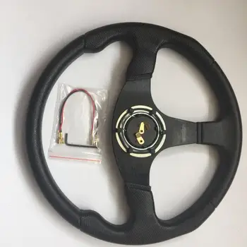 

14inch 350mm Deep Corn DriftingLeather Steering wheel Universal Aluminum+pu Frame 5-Hole Steering Wheel