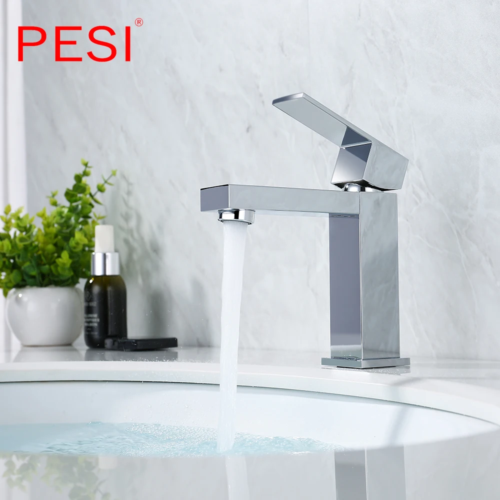 New Square Matte Black Bathroom Faucet Brass water saving Basin Mixer Bathroom Accessories Tap Bathroom Sink Basin Mixer Tap.